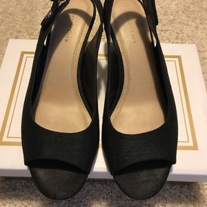Black wedge sandals size 9
